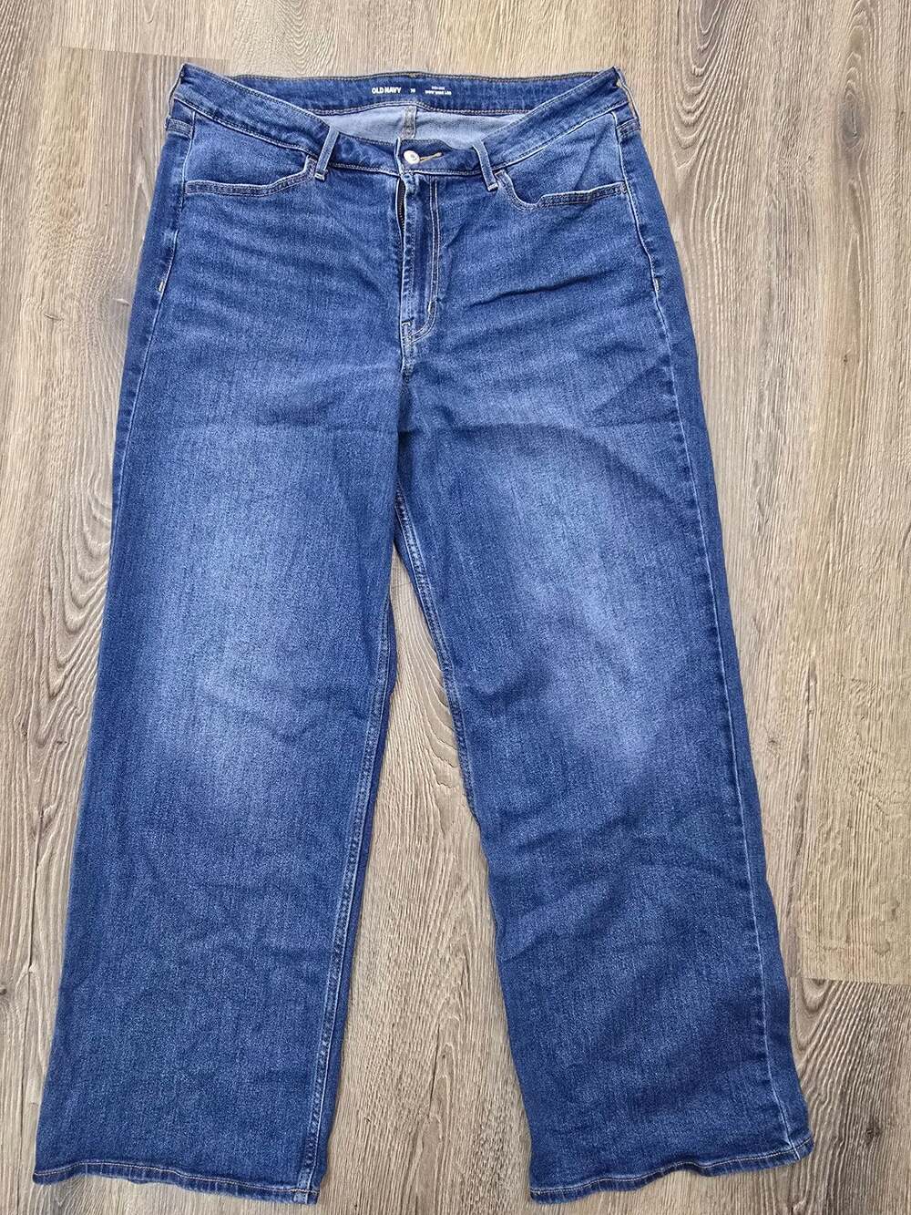 OLD NAVY Jeans Womens 16 Blue OG Loose High Rise Dark Wash 29 Inseam Stretch